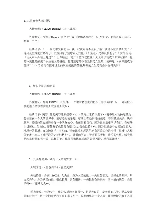 动漫九头身美男