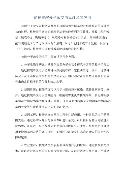 简述核酸分子杂交的原理及其应用