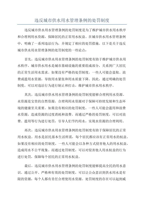 违反城市供水用水管理条例的处罚制度