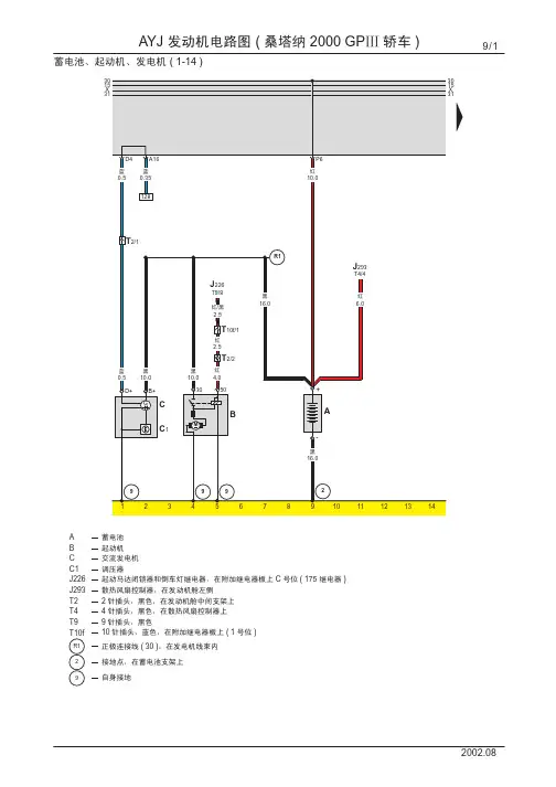 桑塔纳 2000 GPⅢ_09_AYJ发动机电路图