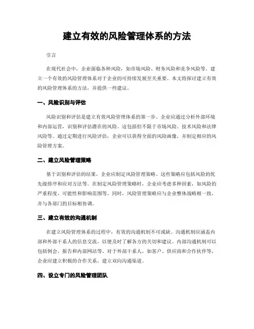 建立有效的风险管理体系的方法