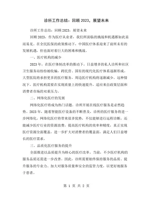 诊所工作总结：回顾2023,展望未来
