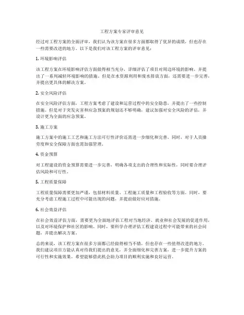 工程方案专家评审意见
