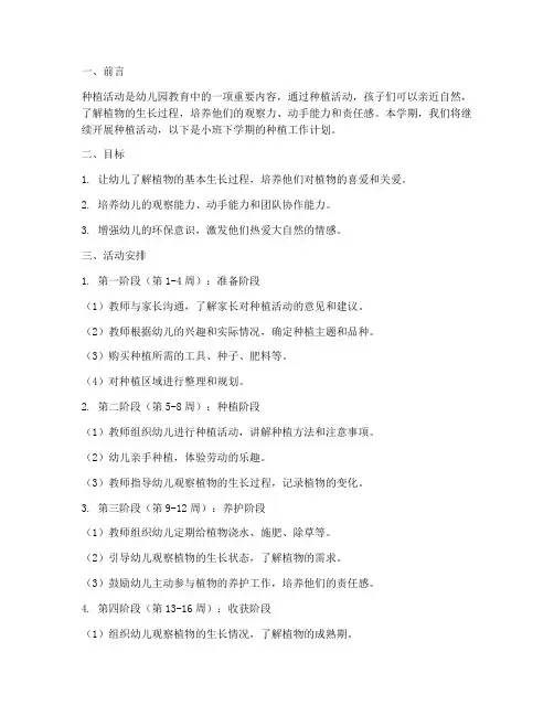 小班下学期种植工作计划