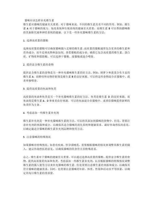 猫咪应该怎样补充维生素