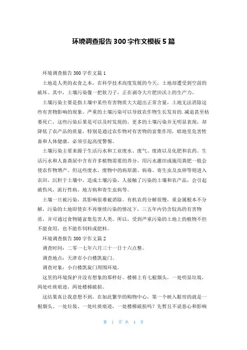 环境调查报告300字作文模板5篇