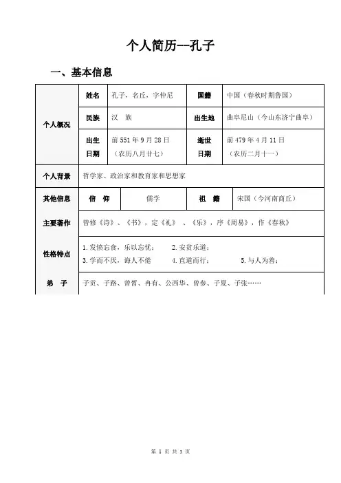 孔子简历