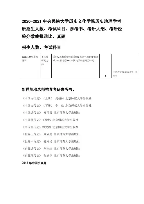 2020-2021中央民族大学地理学考研招生人数、考试科目、参考书、考研大纲、考研经验分数线报录比、真题