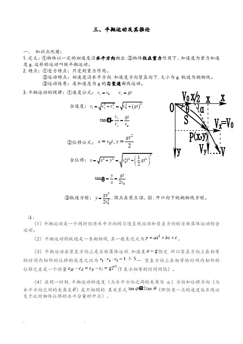 平抛运动知识点总结和解题方法归类总结