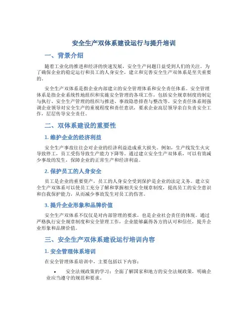 安全生产双体系建设运行与提升培训
