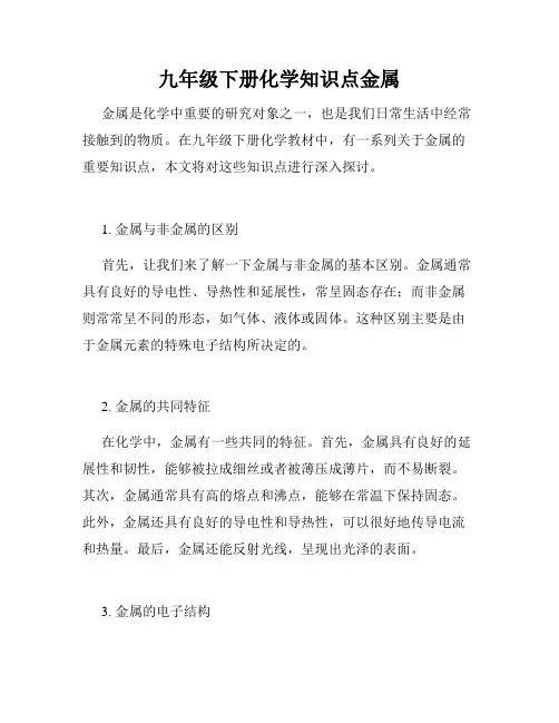 九年级下册化学知识点金属