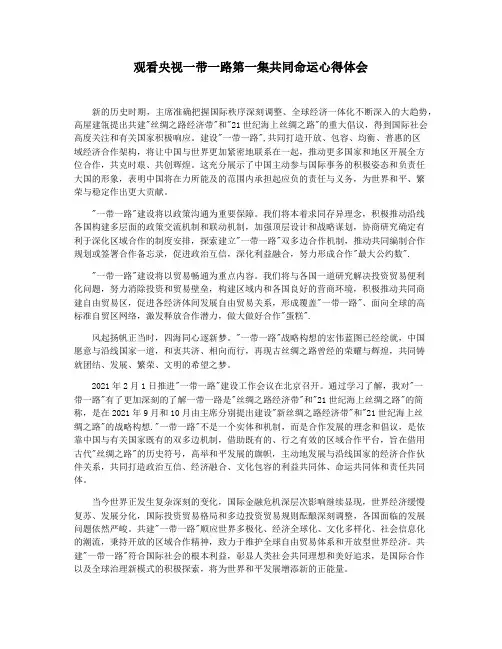 观看央视一带一路第一集共同命运心得体会