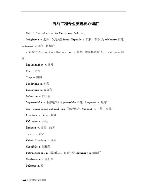 石油工程专业英语核心词汇