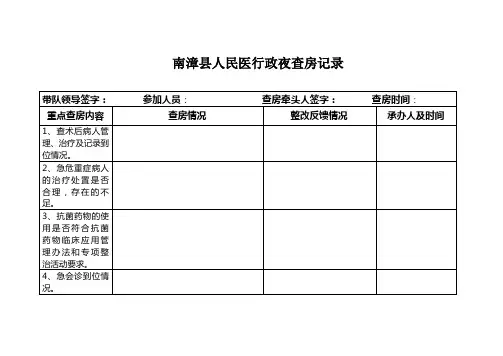 2014行政查房记录表格