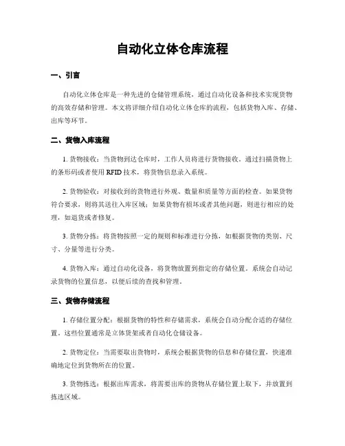 自动化立体仓库流程