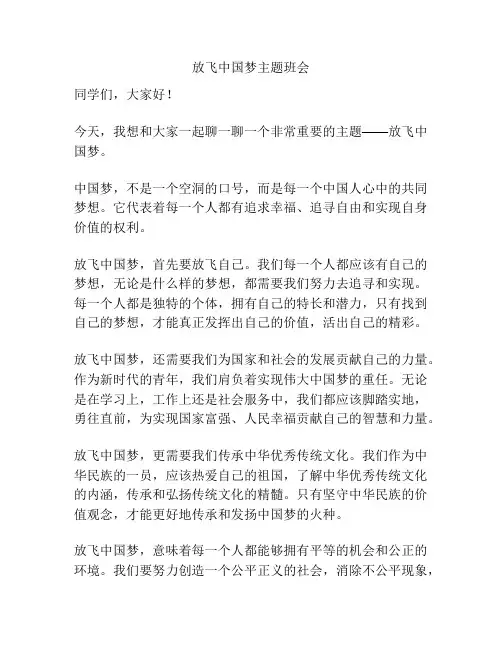 放飞中国梦主题班会