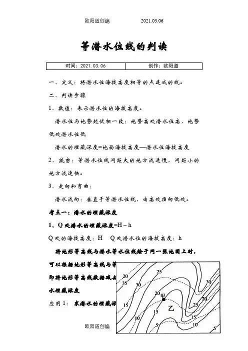 等潜水位线图的判读之欧阳道创编