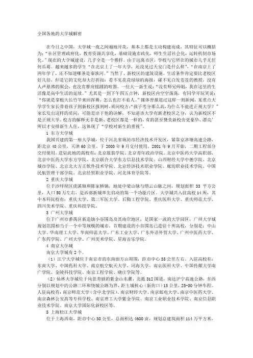 全国各地的大学城解密