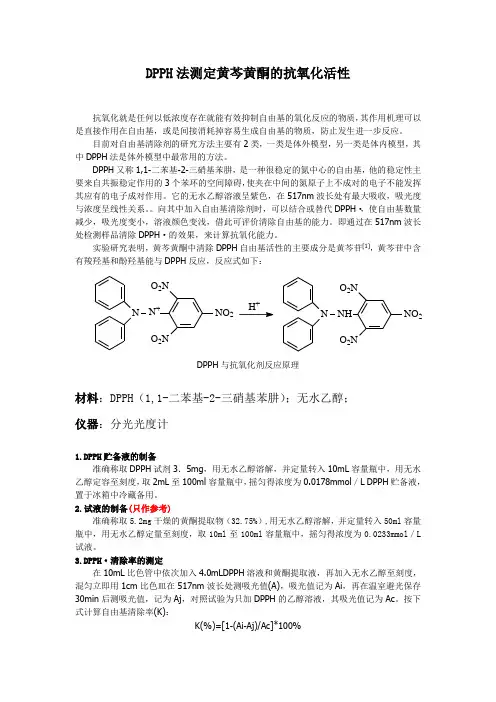 DPPH自由基清除测定
