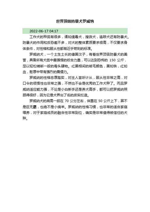 世界顶级防暴犬罗威纳
