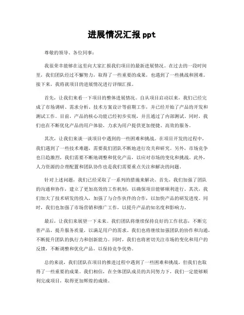 进展情况汇报ppt