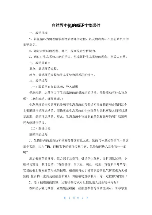 自然界中氮的循环生物课件
