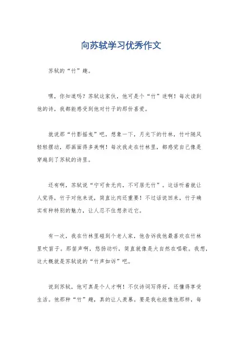 向苏轼学习优秀作文