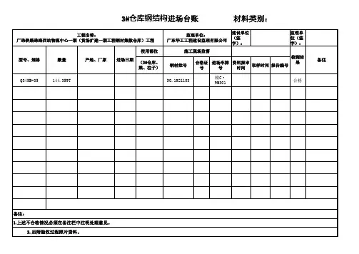 钢结构进场台账