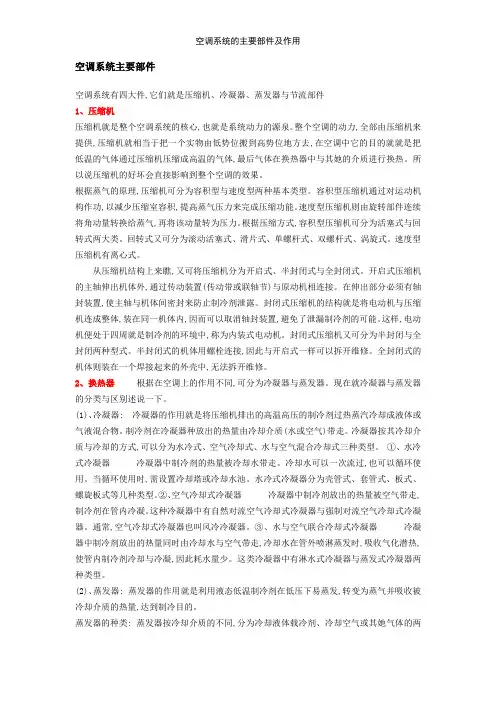 空调系统的主要部件及作用