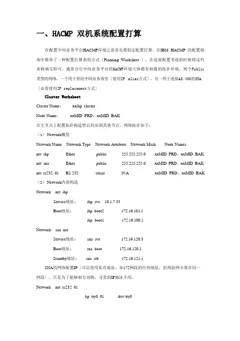 中间业务平台HACMP安装配置指南