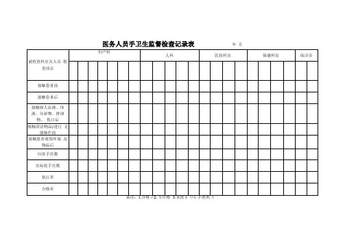 医务人员手卫生监督检查记录表