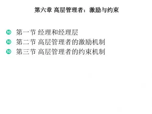 高层管理者之激励与约束培训课件