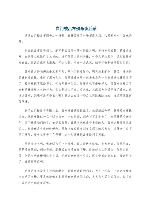 白门楼吕布殒命读后感