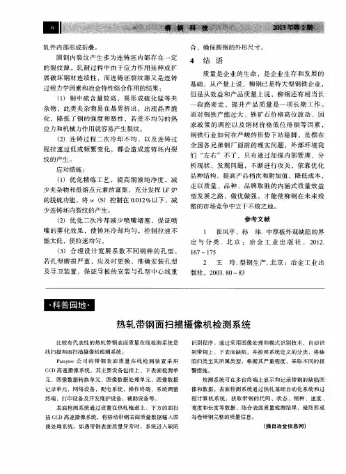 热轧带钢面扫描摄像机检测系统