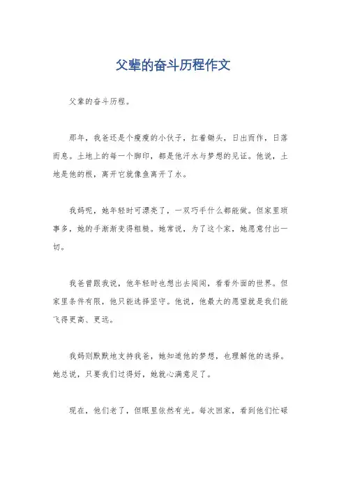 父辈的奋斗历程作文