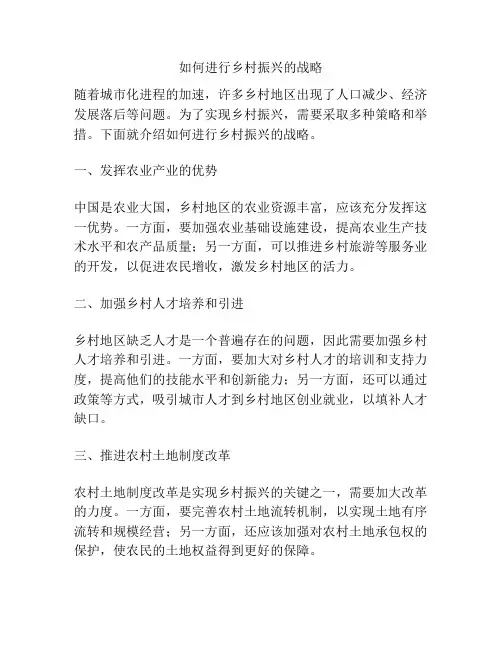 如何进行乡村振兴的战略