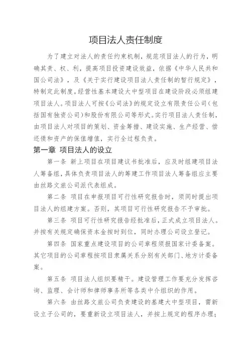 项目法人责任制度