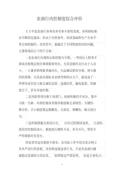 农商银行内控制度综合评价[2020年最新]