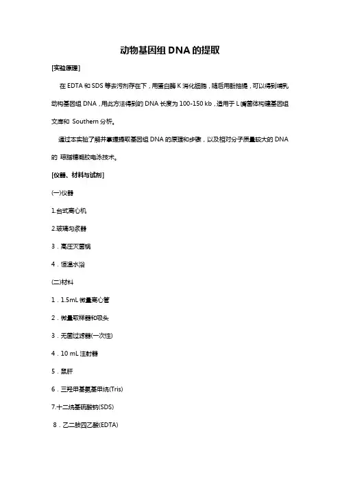 动物基因组DNA的提取