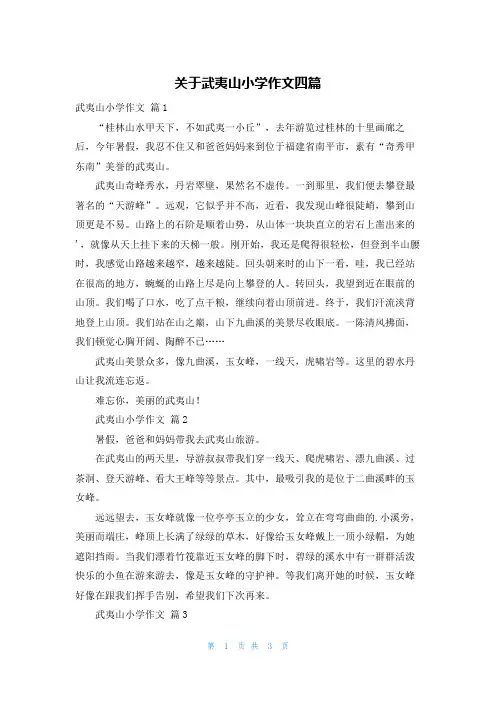 关于武夷山小学作文四篇