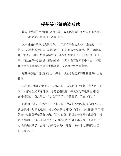 爱是等不得的读后感