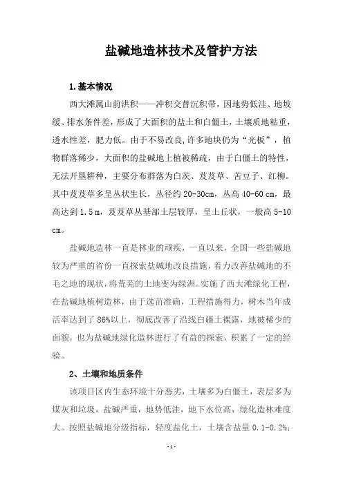 盐碱地造林技术及管护方法