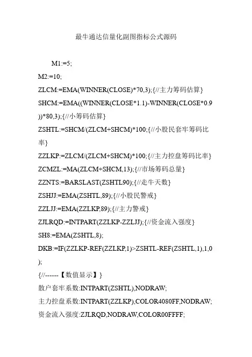 最牛通达信量化副图指标公式源码