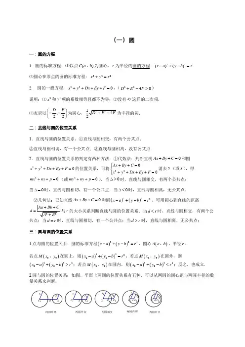 圆与椭圆知识点及题型归纳
