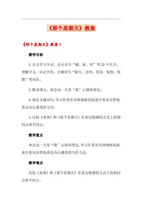 《那个星期天》教案