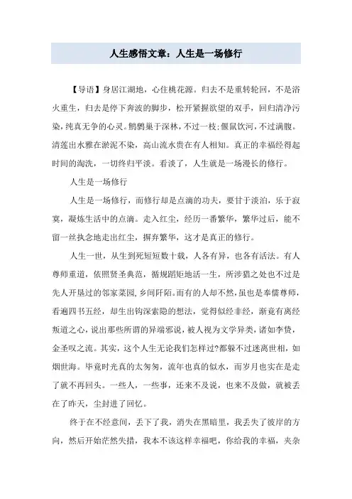 人生感悟文章：人生是一场修行