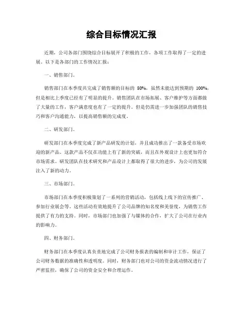 综合目标情况汇报