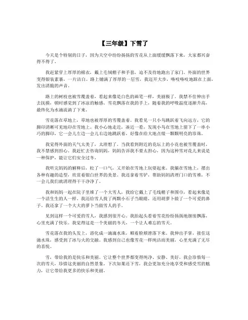 【三年级】下雪了