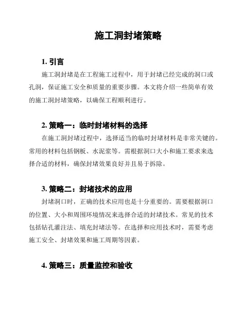 施工洞封堵策略