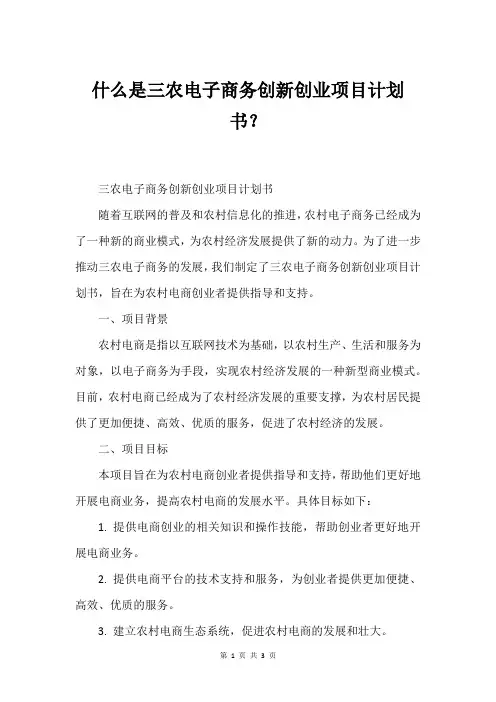 什么是三农电子商务创新创业项目计划书？